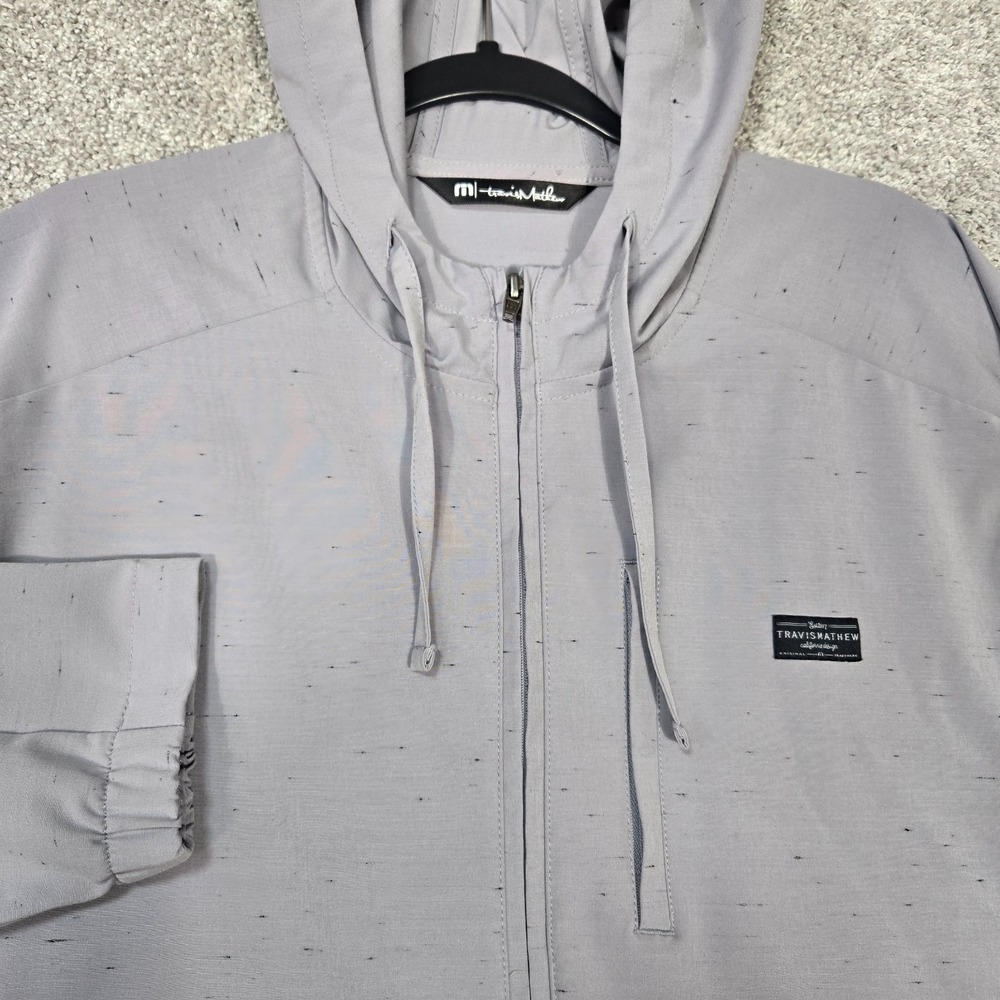 Travis Mathew Hoodie Men XL Gray Full Zip Performance Annual Leave jacket 1MY348